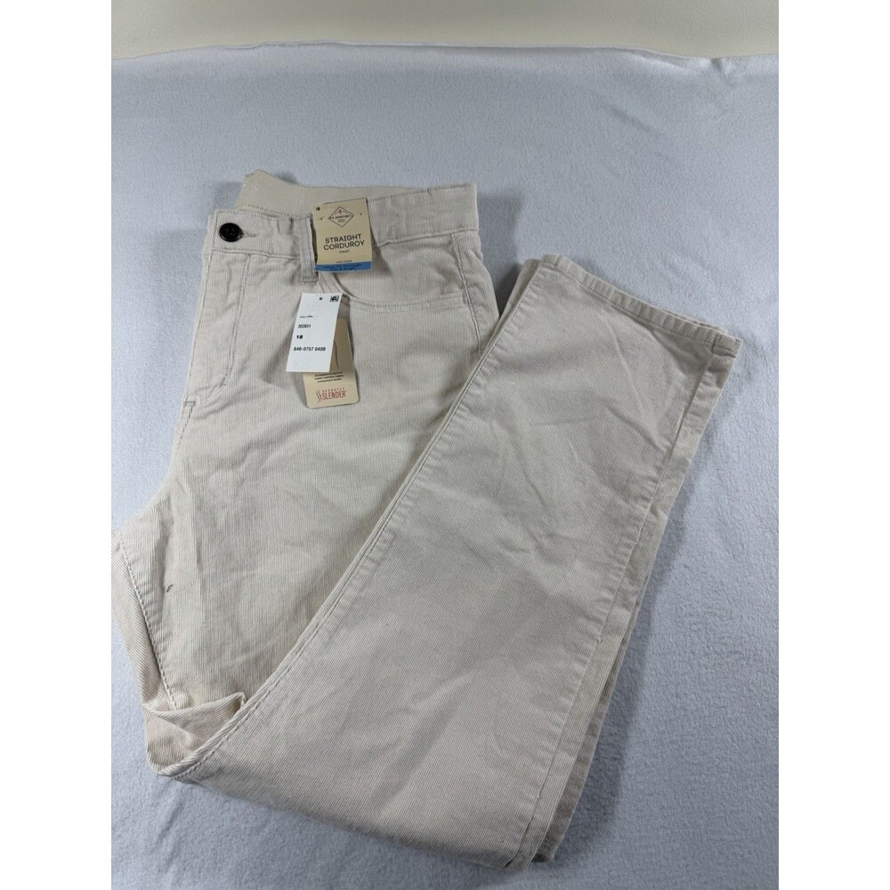 St. John's Bay Womens Pants Size 18 Beige Corduroy Mid Rise Straight Pockets 534